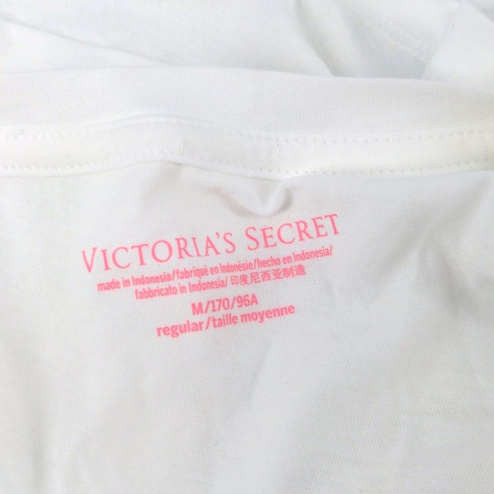 Victoria's Secret White Metallic LOVE Graphic Short Sleeve Crew Neck Shirt M NWT - Picture 5 of 7